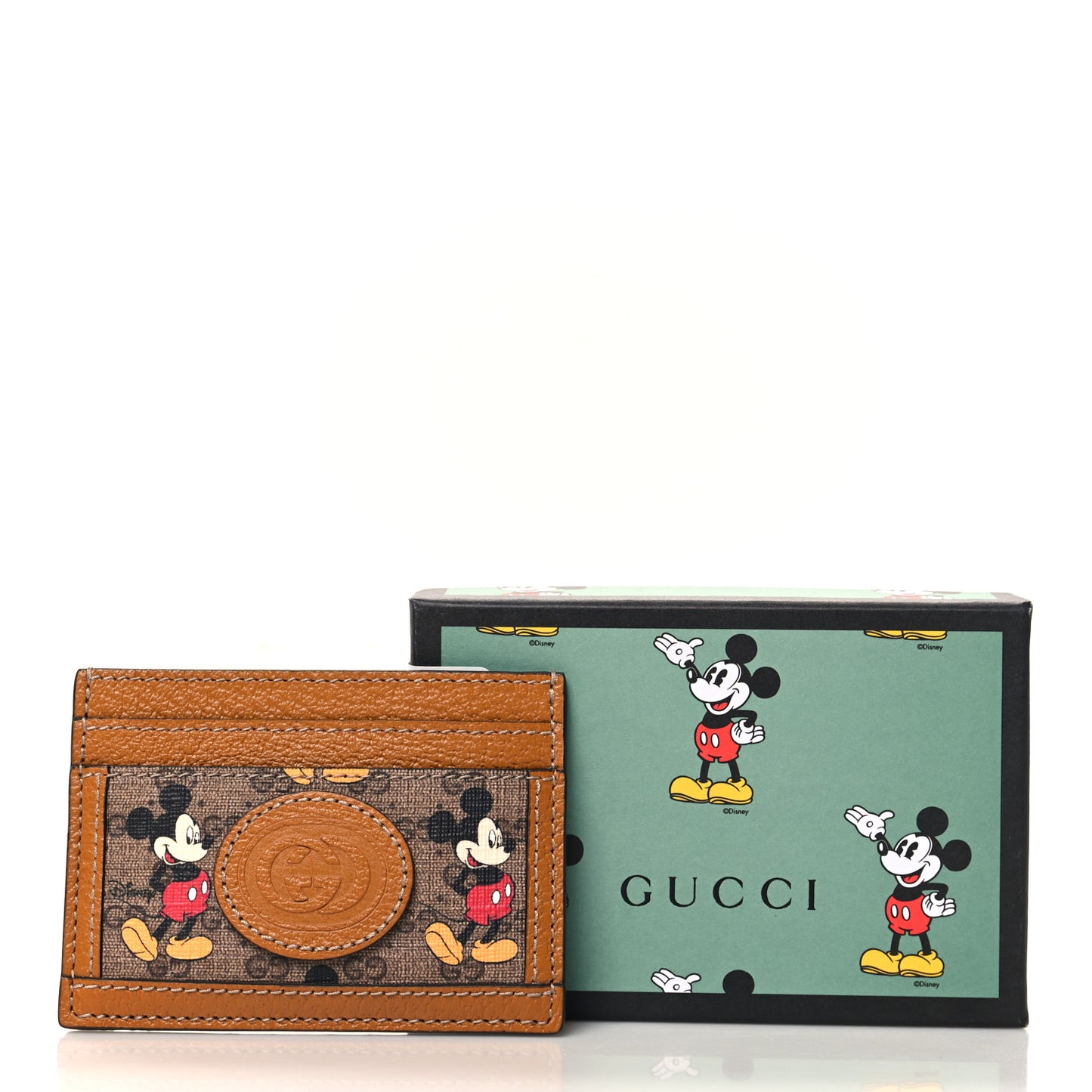 X DISNEY Mini Vintage GG Supreme Monogram Mickey Mouse Card Holder Beige Vintage Sun Oil