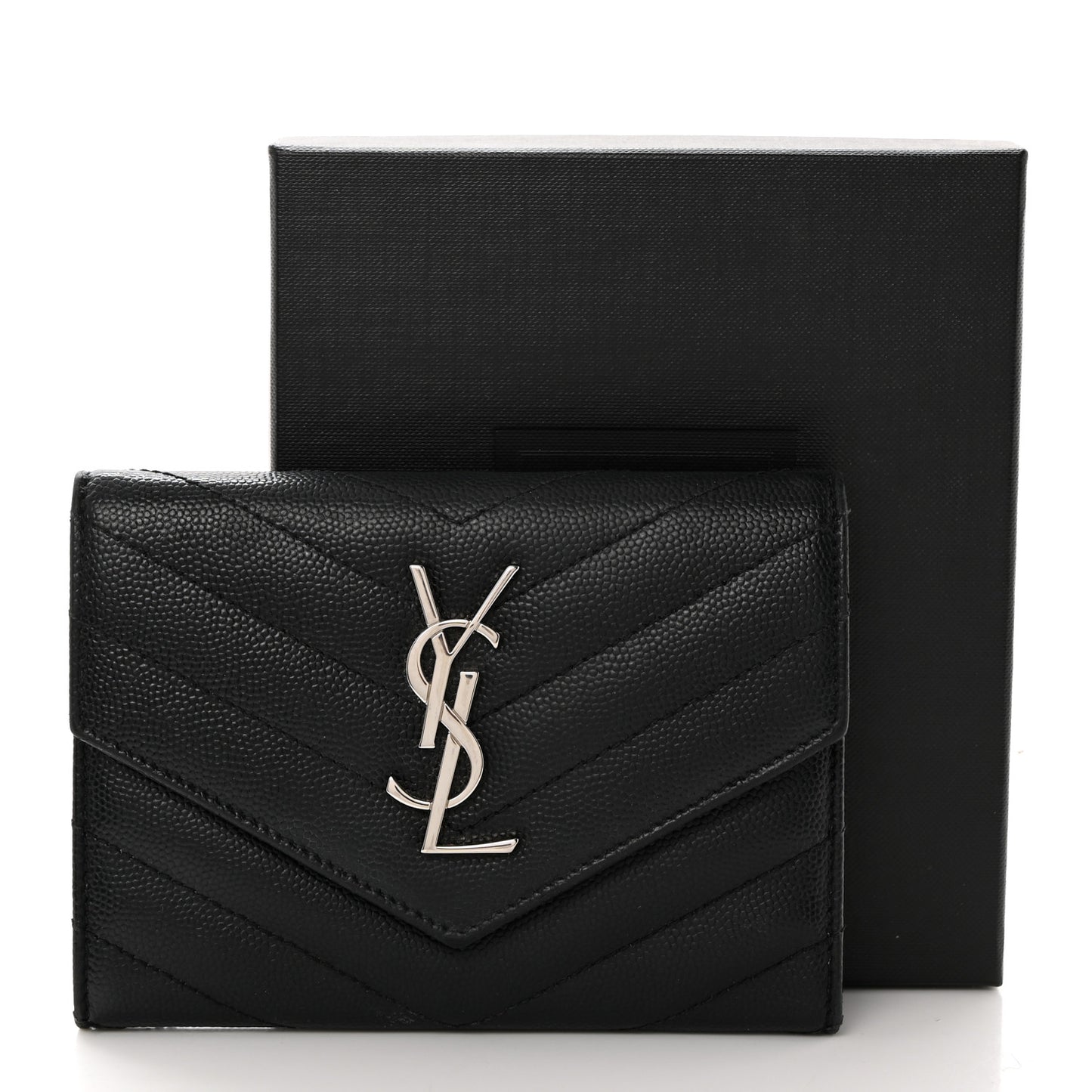 Grain De Poudre Matelasse Chevron Small Monogram Passport Case Black