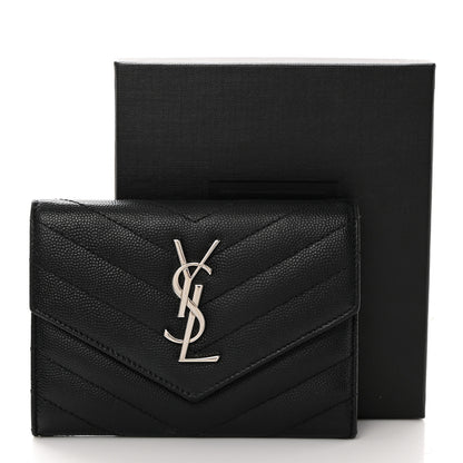 Saint Laurent Grain De Poudre Matelasse Chevron Small Monogram Passport Case Black 8 of 8