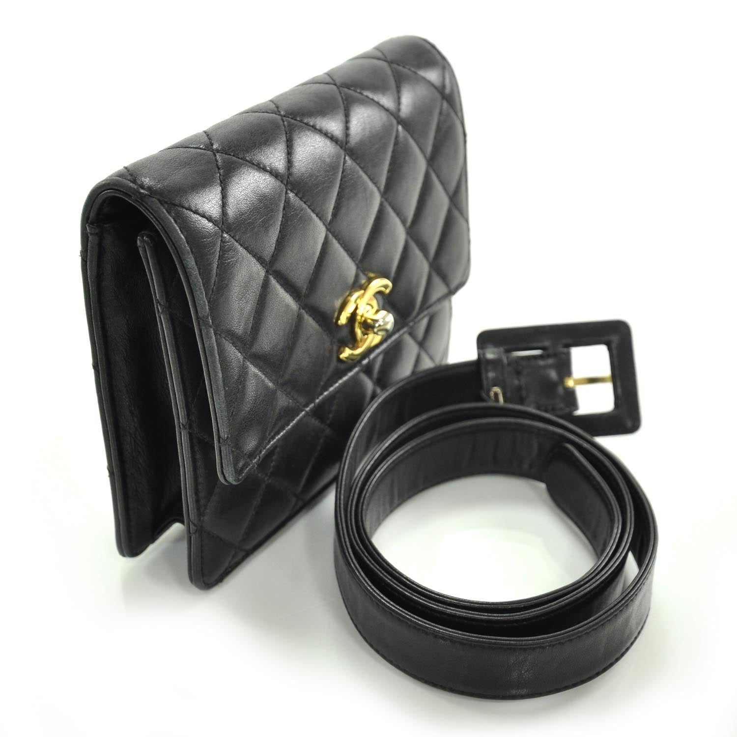 Chanel Lambskin Quilted Flap Belt Black 3 of 9