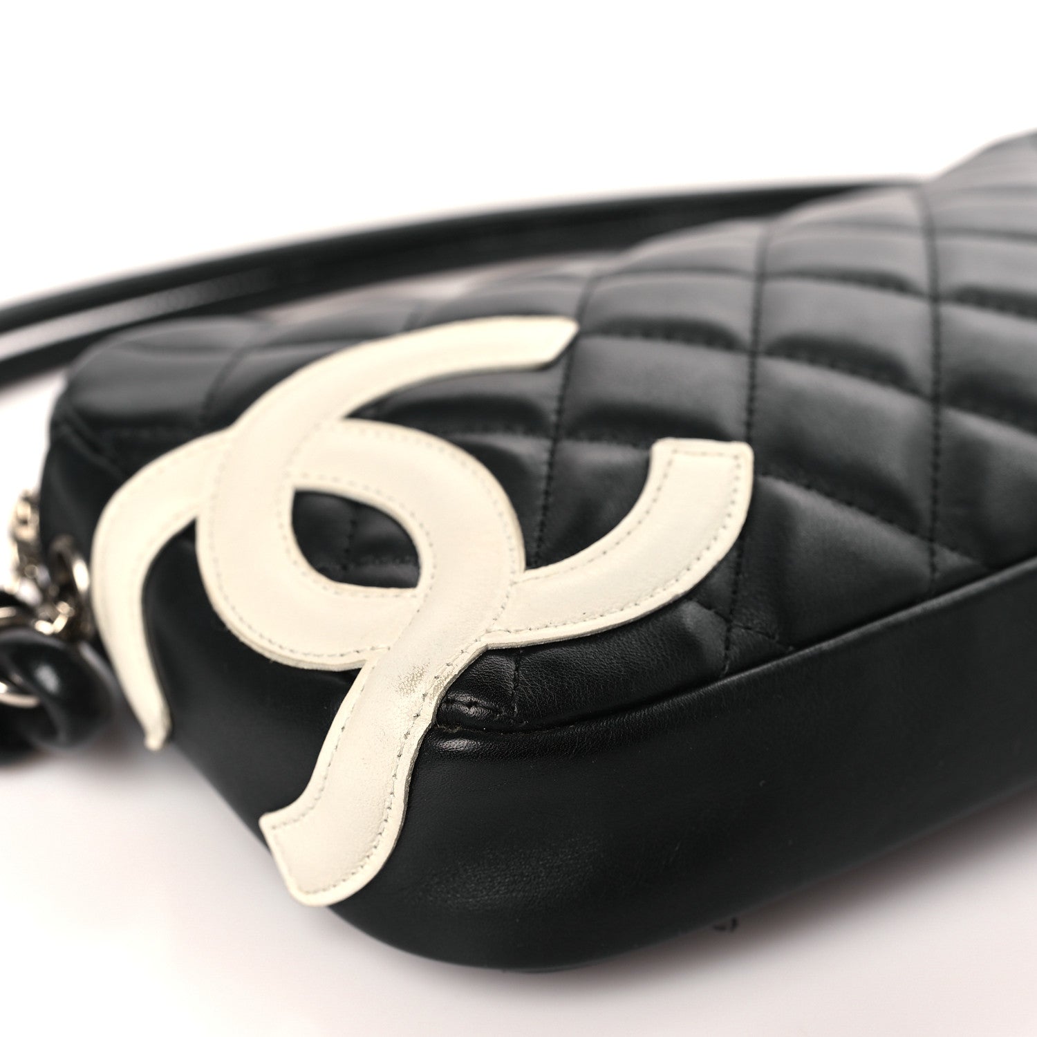Chanel Calfskin Quilted Cambon Pochette Black White 8 of 9