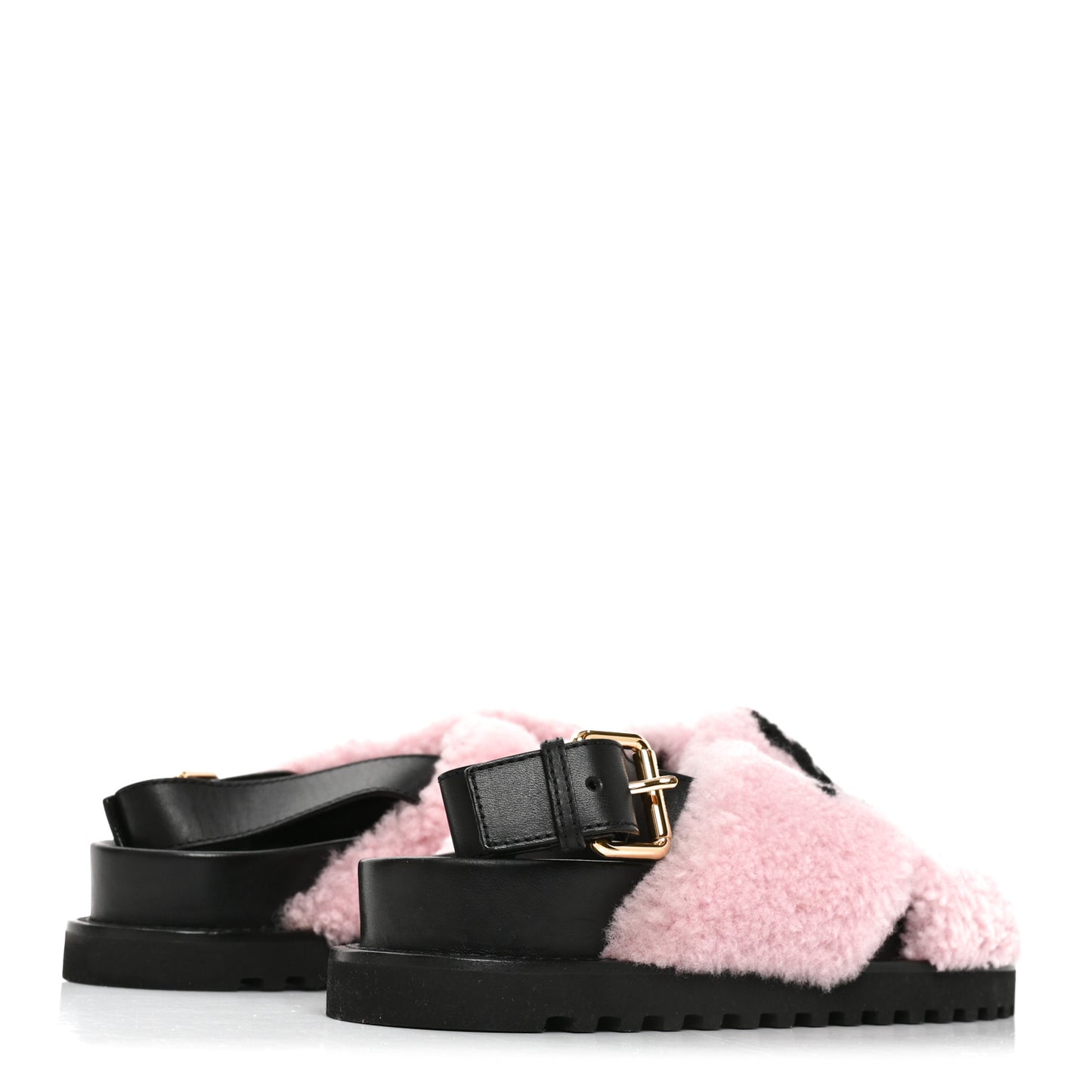 Shearling Calfskin Paseo Flat Comfort Sandal 41 Pink