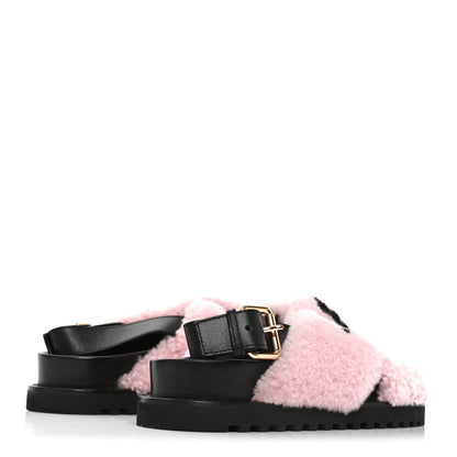 Louis Vuitton Shearling Calfskin Paseo Flat Comfort Sandal 41 Pink 4 of 7