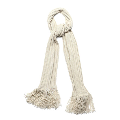 Chanel Cashmere Embroidered Fringe Bow Scarf Beige 1 of 4