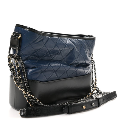 Chanel Aged Calfskin Quilted Medium Gabrielle Hobo Navy Black 3 of 10