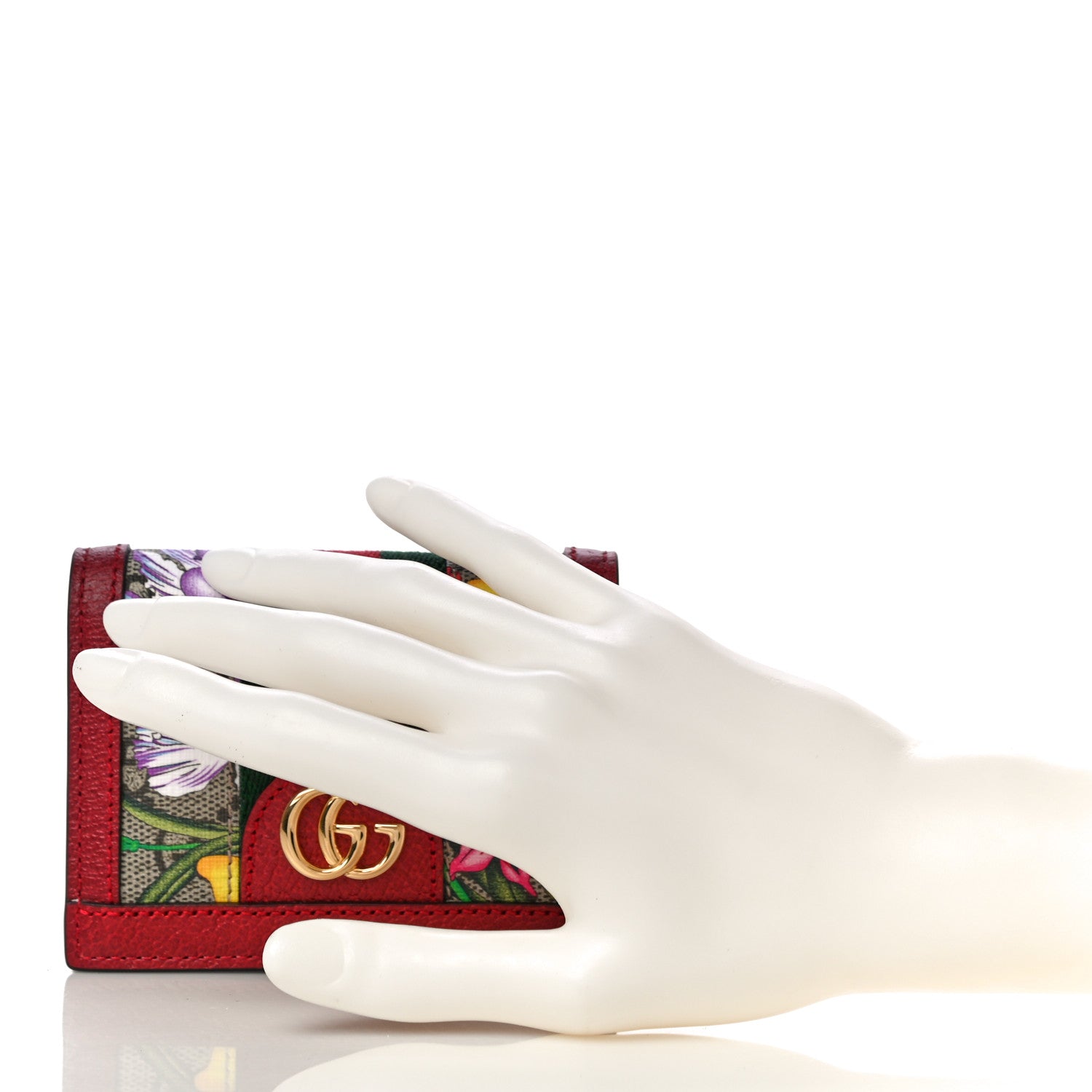 Gucci GG Supreme Monogram Flora Web Ophidia Card Case Red 2 of 11