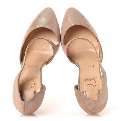 Christian Louboutin Iridescent Veau Velours Catchy One 100 Pumps 38 Nude 2 of 15