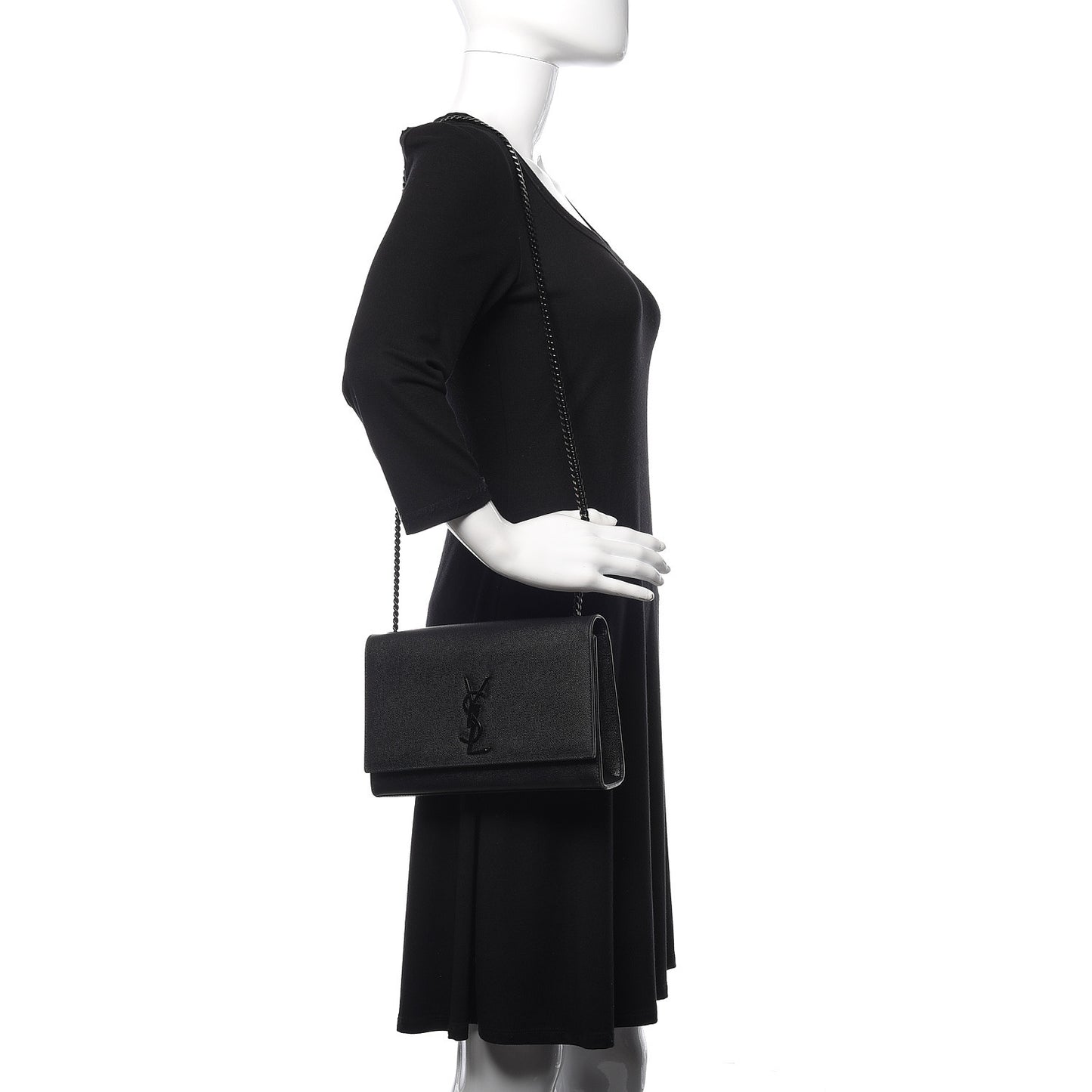 Grain De Poudre Medium Classic Monogram Kate Satchel Black