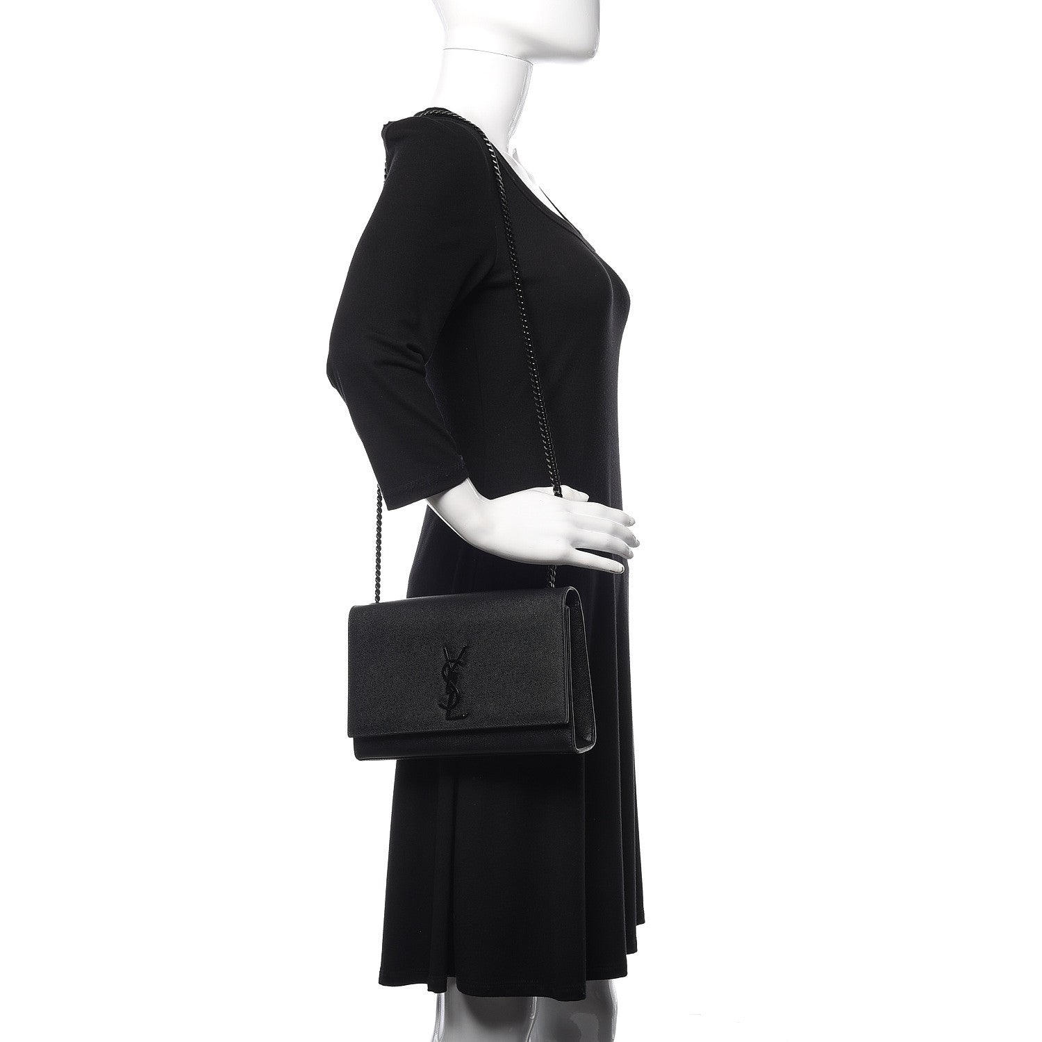 Saint Laurent Grain De Poudre Medium Classic Monogram Kate Satchel Black 2 of 10