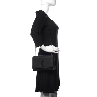 Saint Laurent Grain De Poudre Medium Classic Monogram Kate Satchel Black 2 of 10
