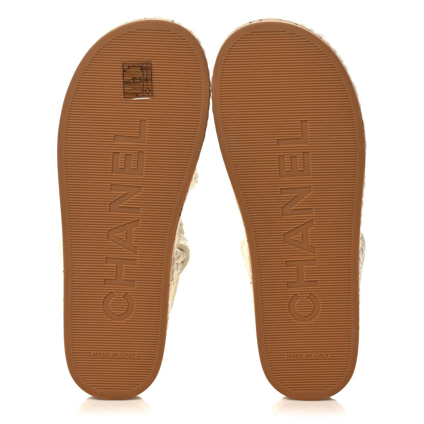 Cord Lambskin Quilted Logo Sandals 37 Ivory