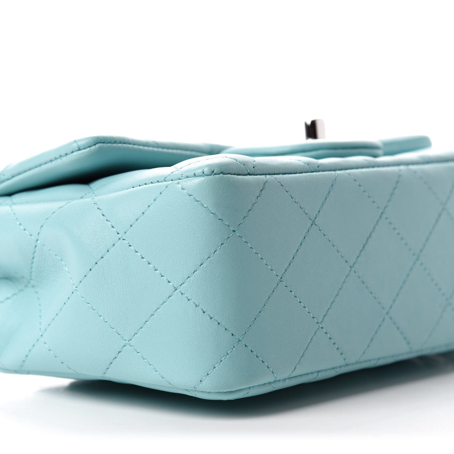 Lambskin Quilted Mini Rectangular Flap Light Blue