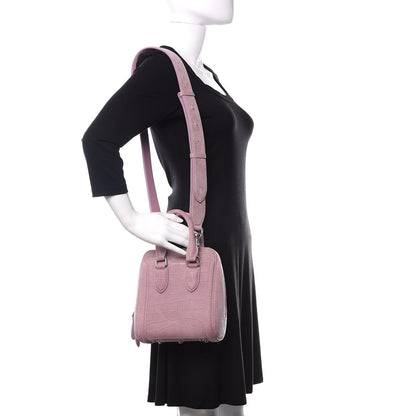 Alexander McQueen Crocodile Embossed Nubuck Mini Heroine Shoulder Bag Lilac 2 of 9