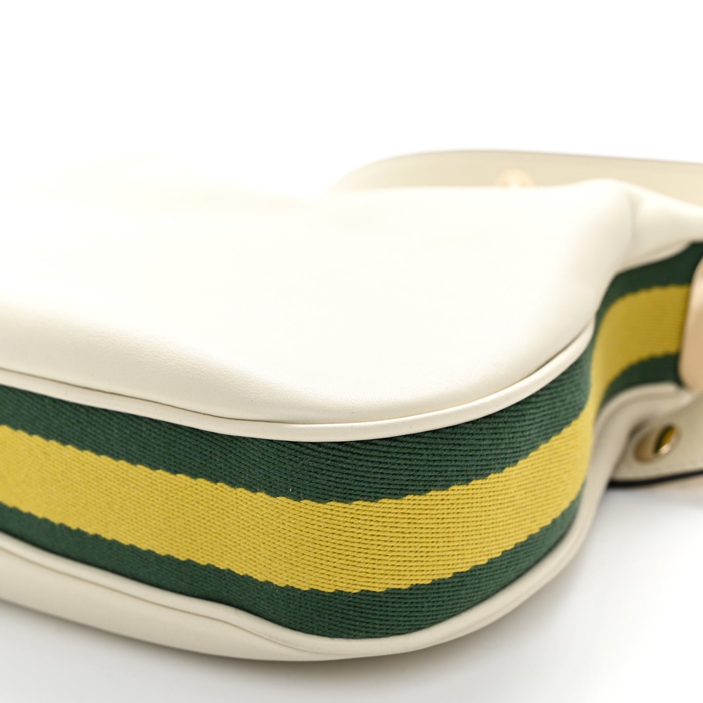 Aria Calfskin Web Small Attache Shoulder Bag White