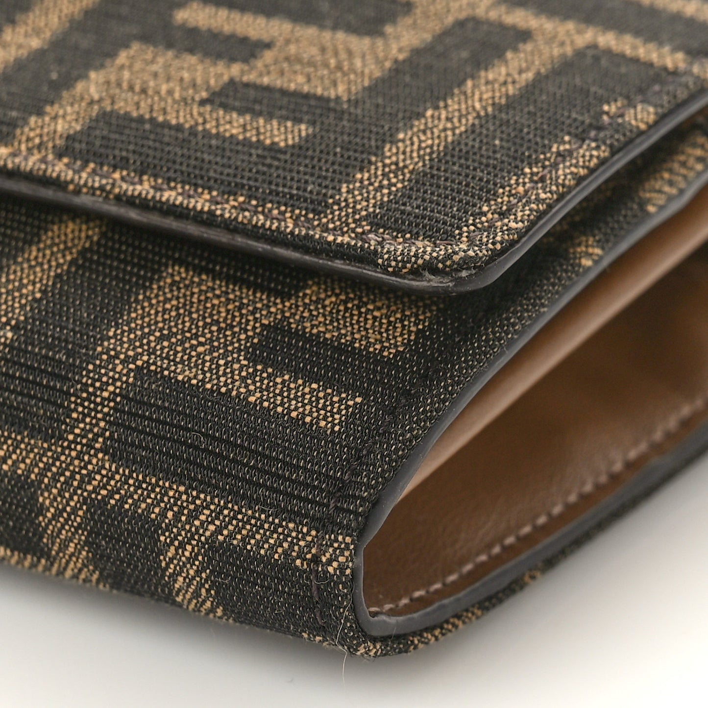 Fabric Jacquard FF 1974 Continental Wallet On Chain Tobacco Moro