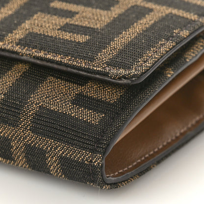 Fendi Fabric Jacquard FF 1974 Continental Wallet On Chain Tobacco Moro 9 of 9
