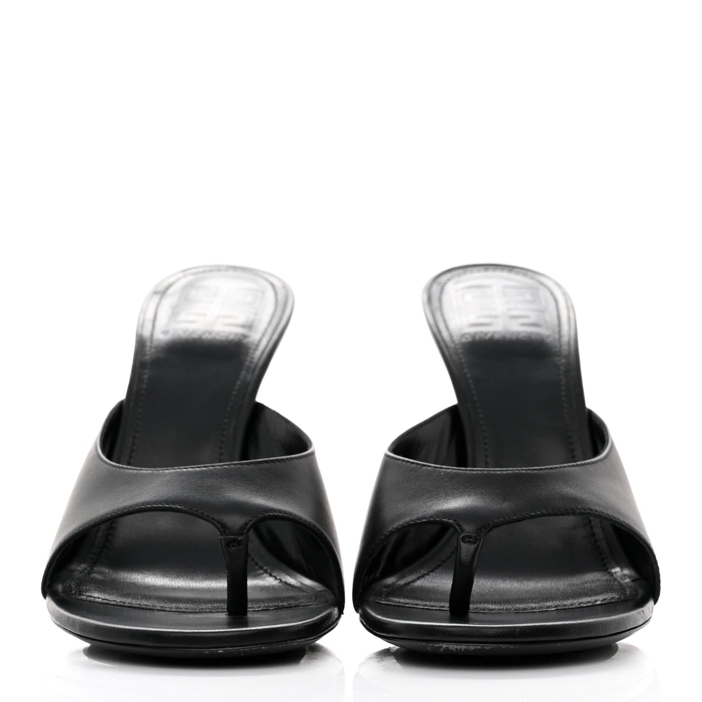 Calfskin Thong-Strap Sandals Mules 39 Black