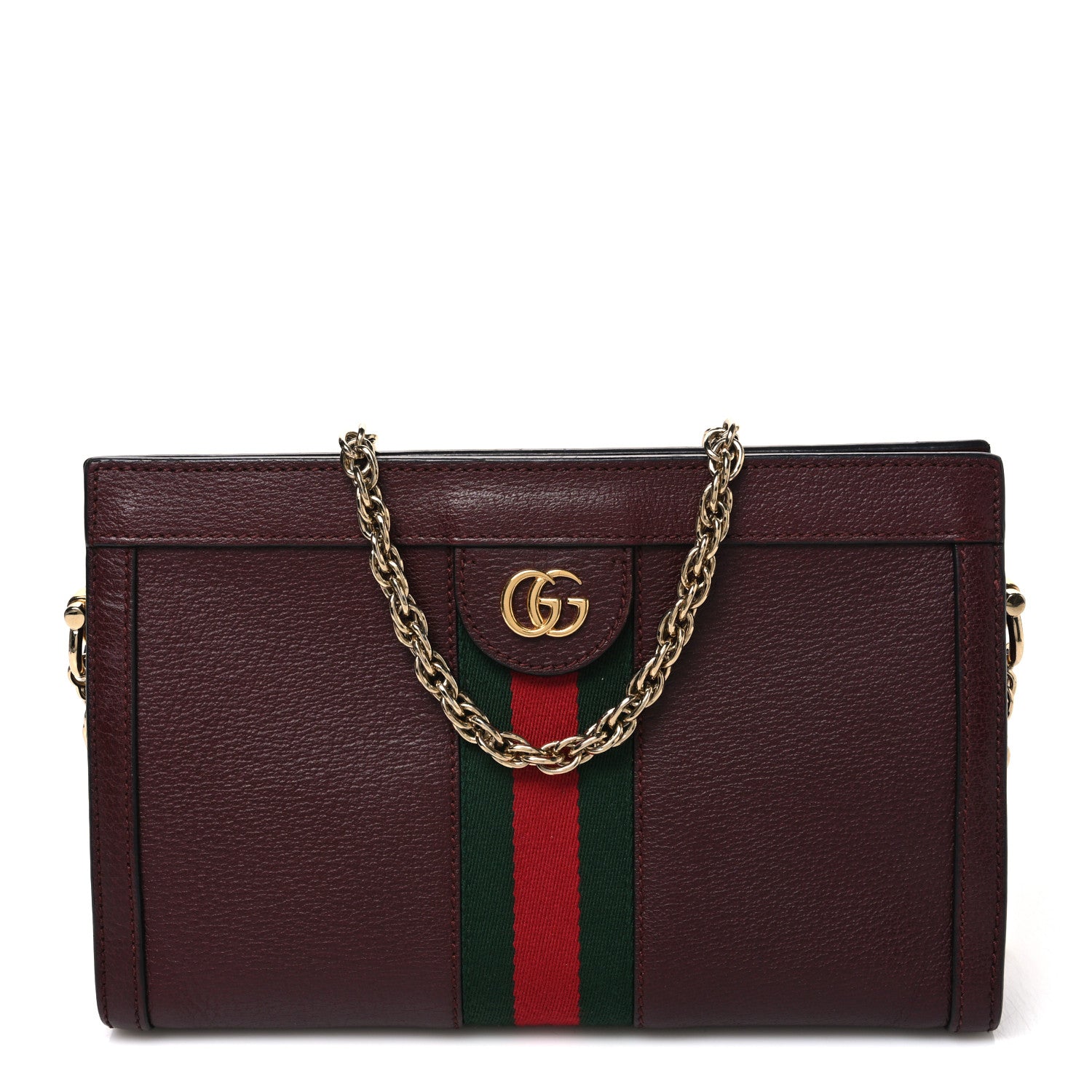 Gucci Calfskin GG Web Small Ophidia Chain Shoulder Bag Vintage Bordeaux 1 of 11