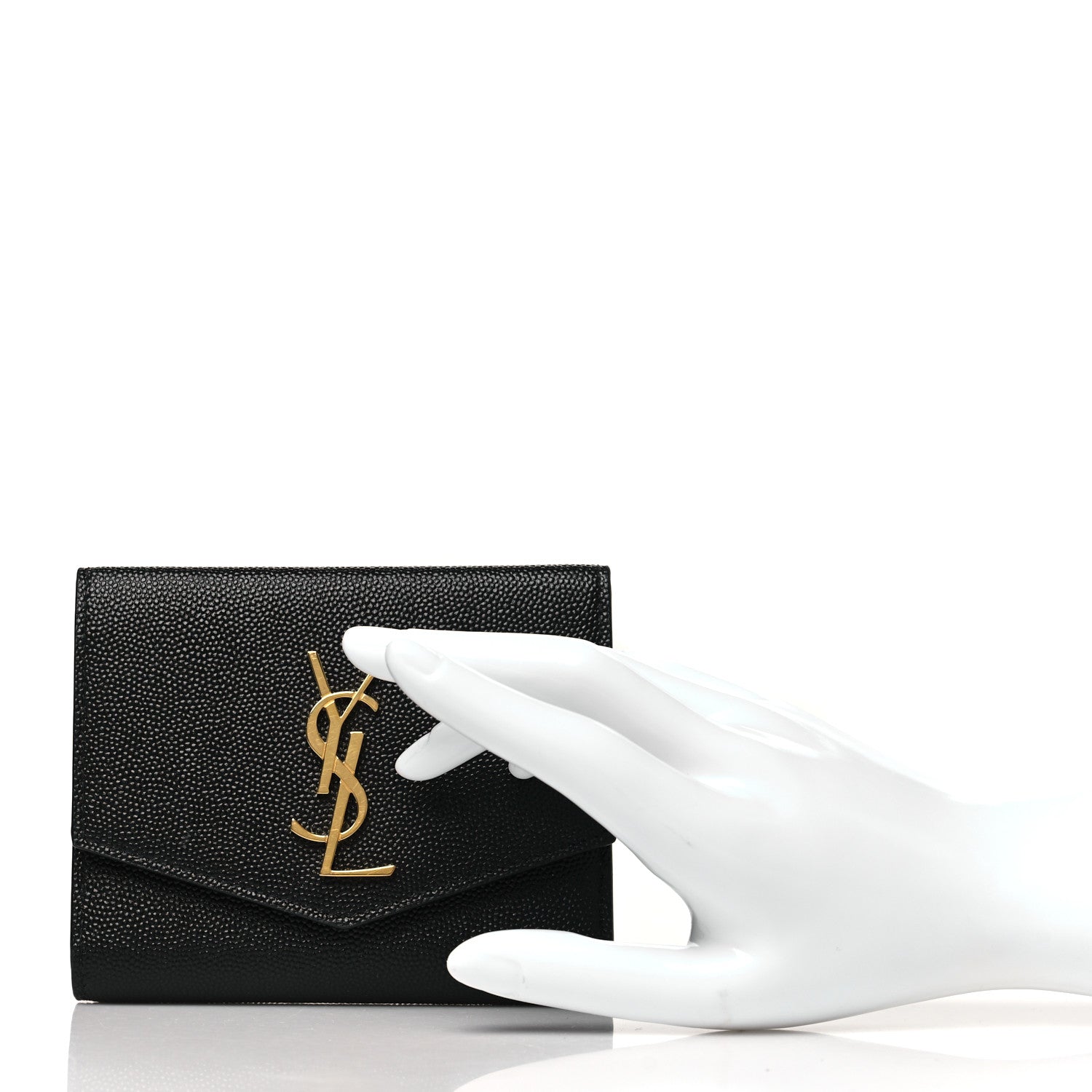 Saint Laurent Grain De Poudre Monogram Bi-Fold Wallet Black 2 of 8