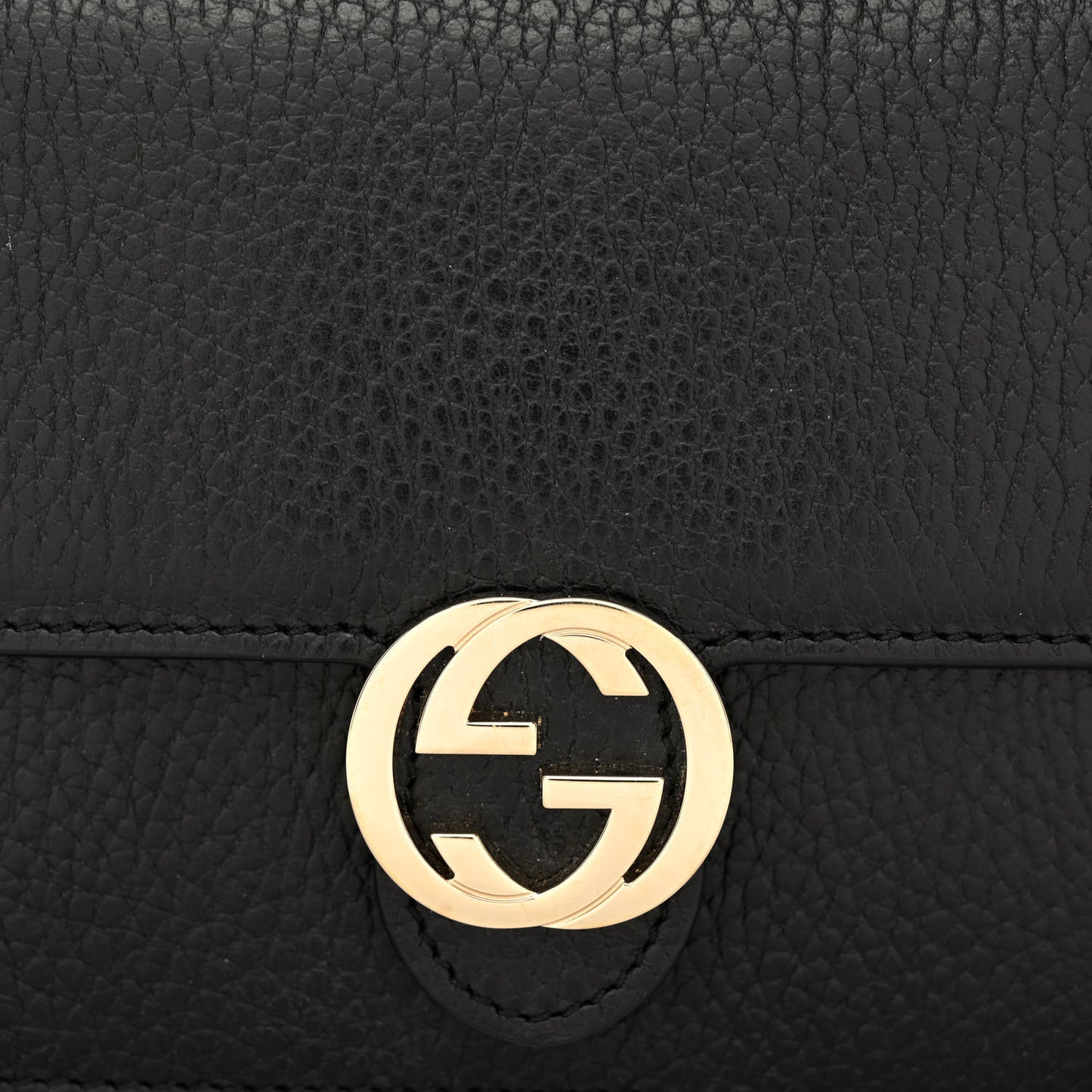 Dollar Calfskin Interlocking G Chain Wallet Black