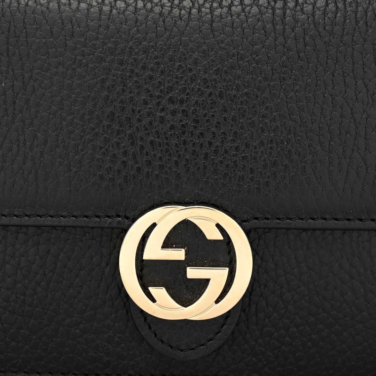 Gucci Dollar Calfskin Interlocking G Chain Wallet Black 8 of 10