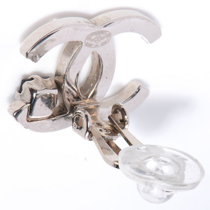 Chanel Black Stone CC Logo Clip On Earrings Silver 6 of 6