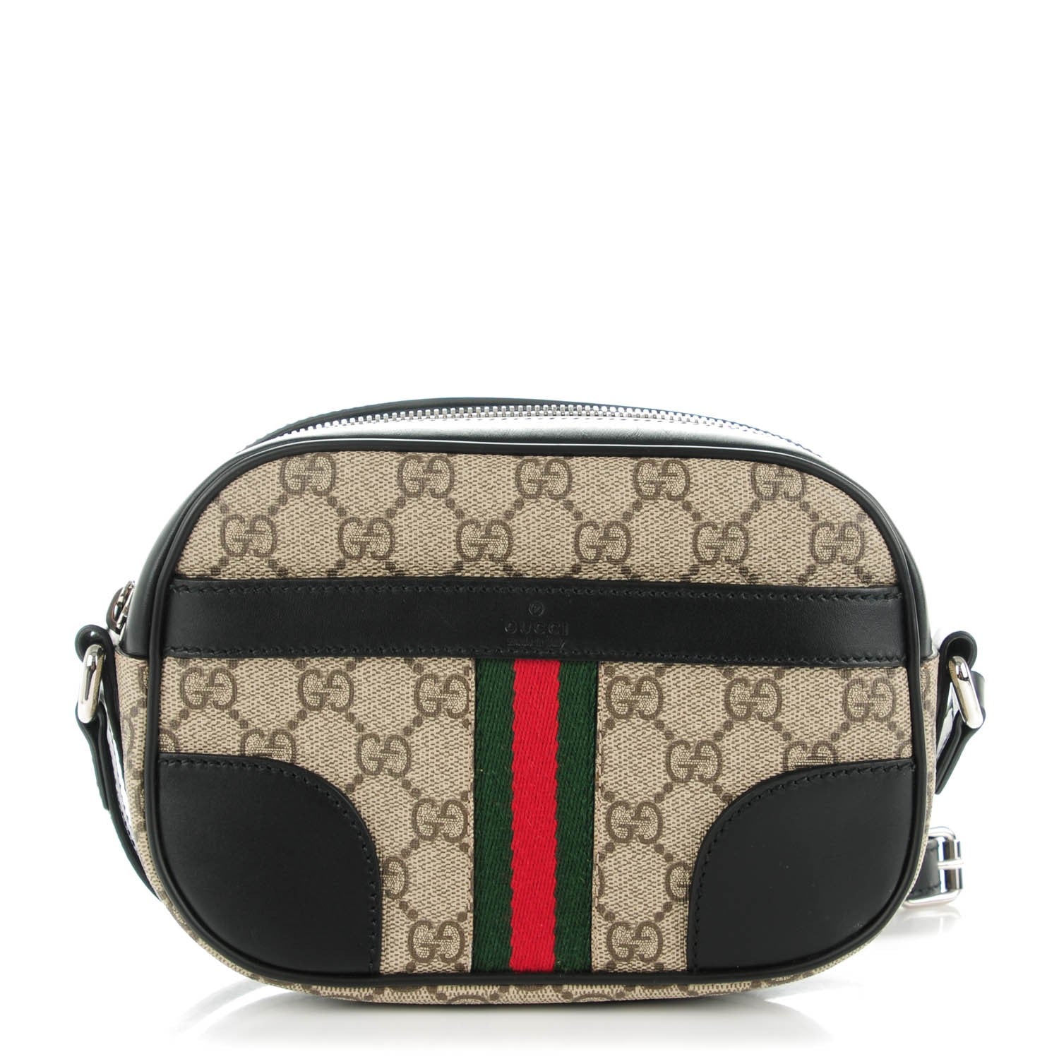 Gucci GG Supreme Monogram Web Small Shoulder Bag Black 1 of 7