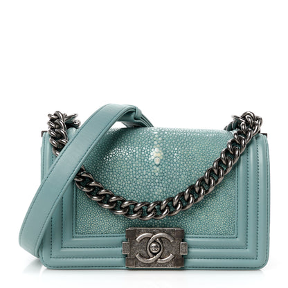Chanel Galuchat Stingray Small Boy Flap Blue 1 of 10