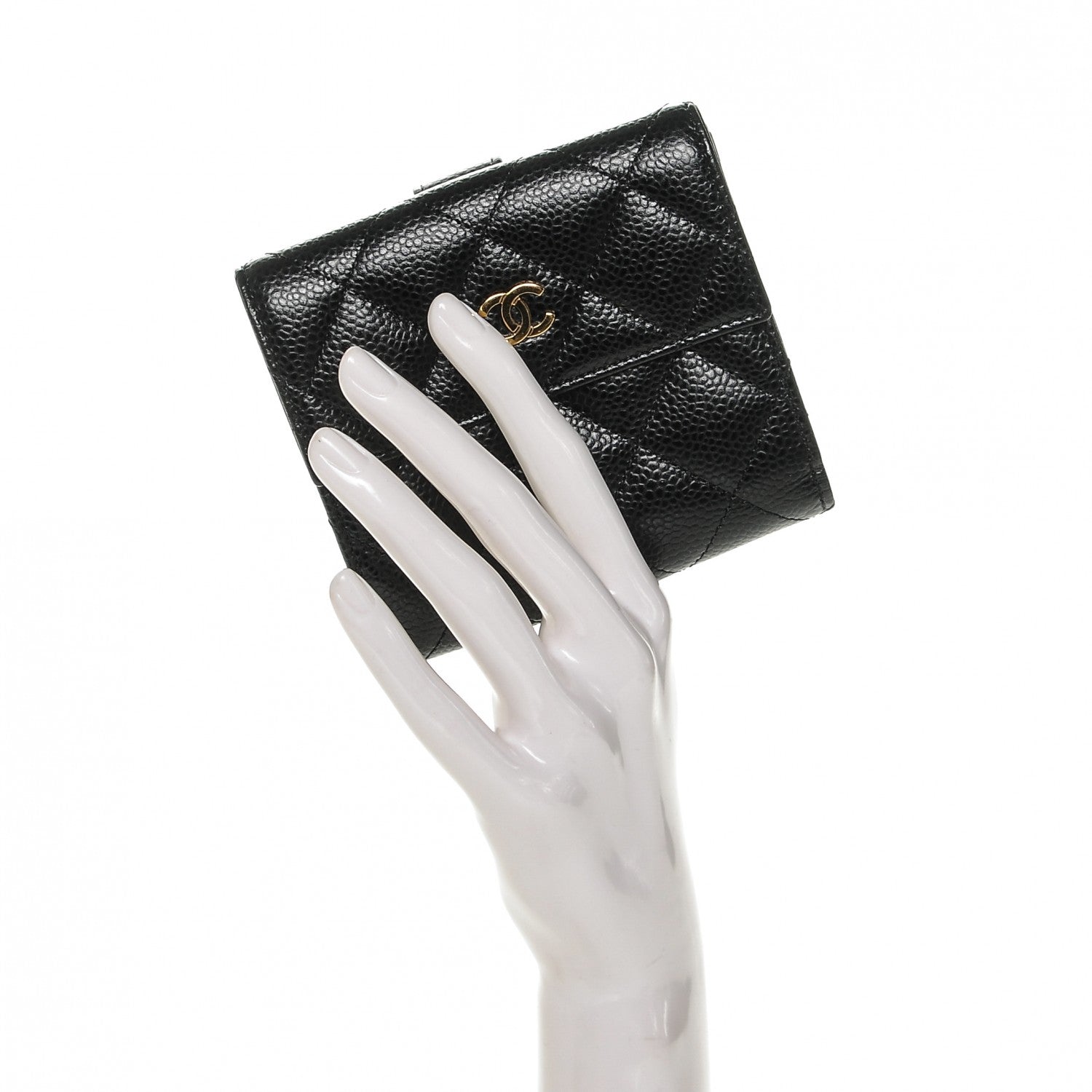 Chanel Caviar Quilted Compact French Flap Wallet Black 2 of 8