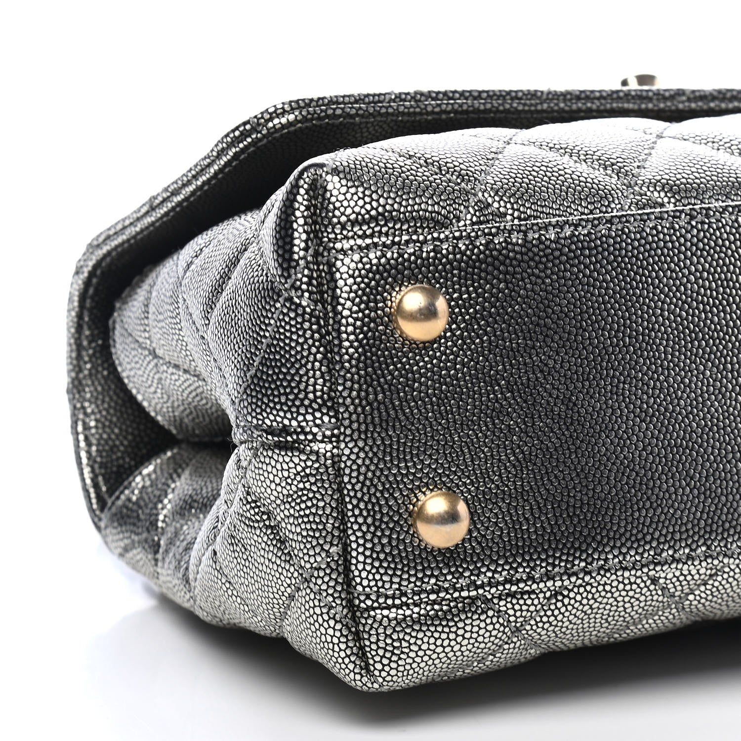 Chanel Metallic Caviar Quilted Mini Coco Handle Flap Silver 8 of 9