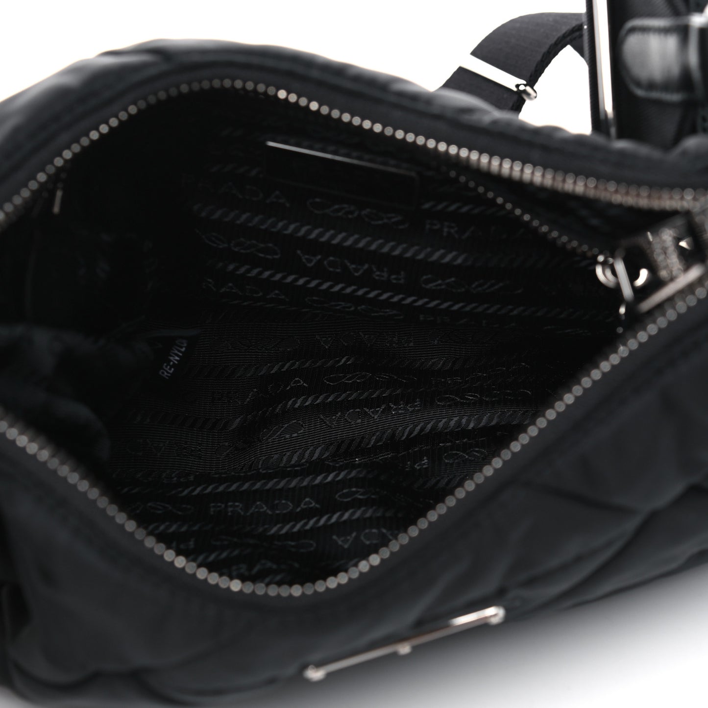 Re-Nylon Triangle Padded Patchwork Shoulder Bag Black