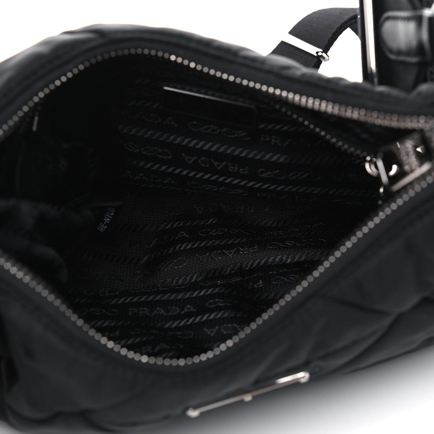 Prada Re-Nylon Triangle Padded Patchwork Shoulder Bag Black 4 of 4