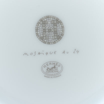 Hermes Porcelain Mosaique Au 24 Platine Tea Cup And Saucer Set Of 2 Platinum 8 of 9