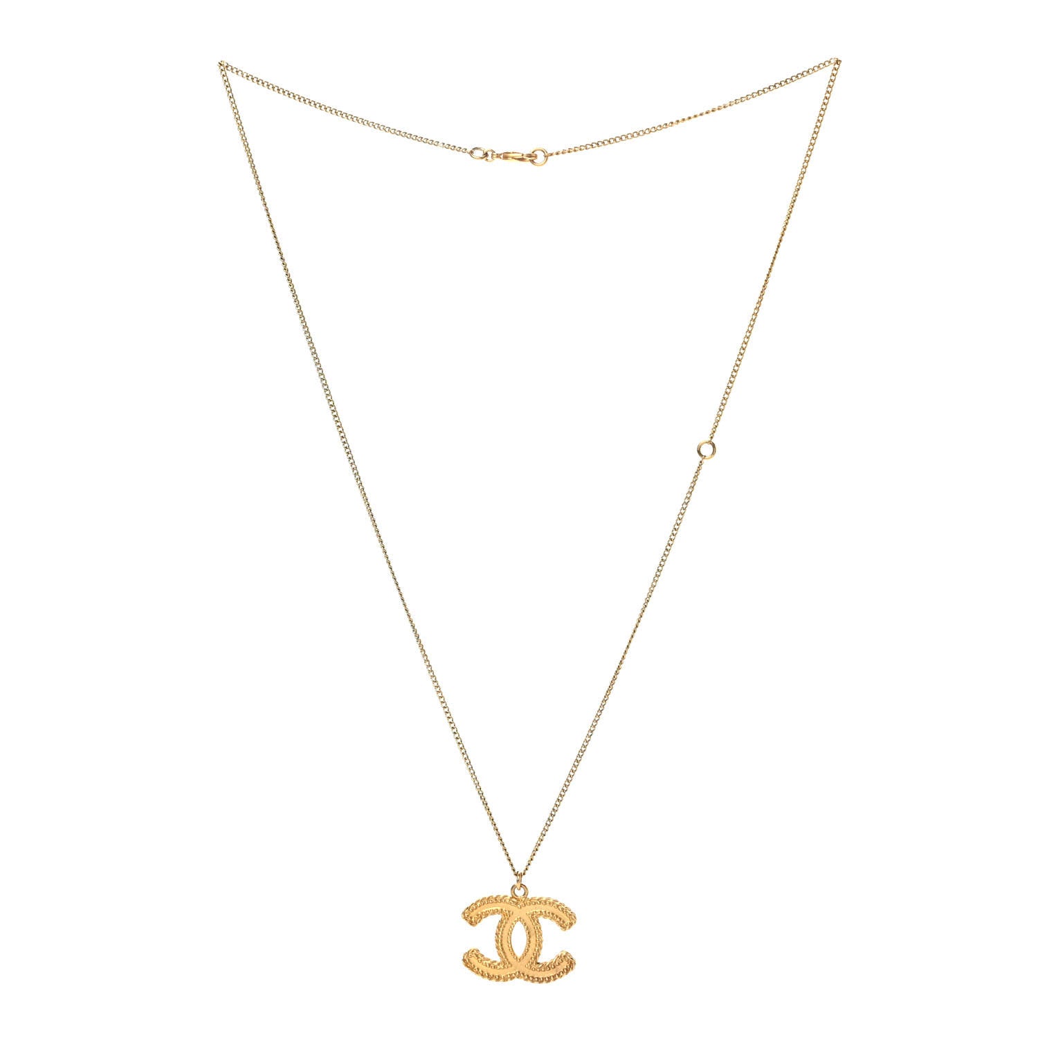 Chanel Metal CC Necklace Matte Gold 3 of 4
