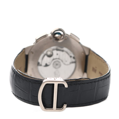 Cartier 18K White Gold Alligator 42mm Ballon Bleu De Cartier Chronograph Automatic Watch 5 of 8