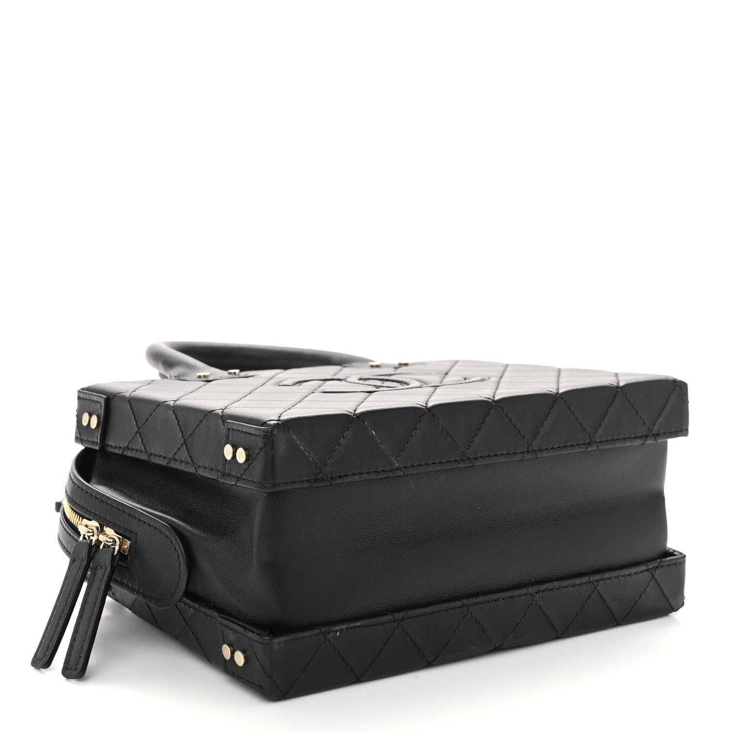 Chanel Calfskin Quilted Studded Square Vanity Case Black 5 of 11