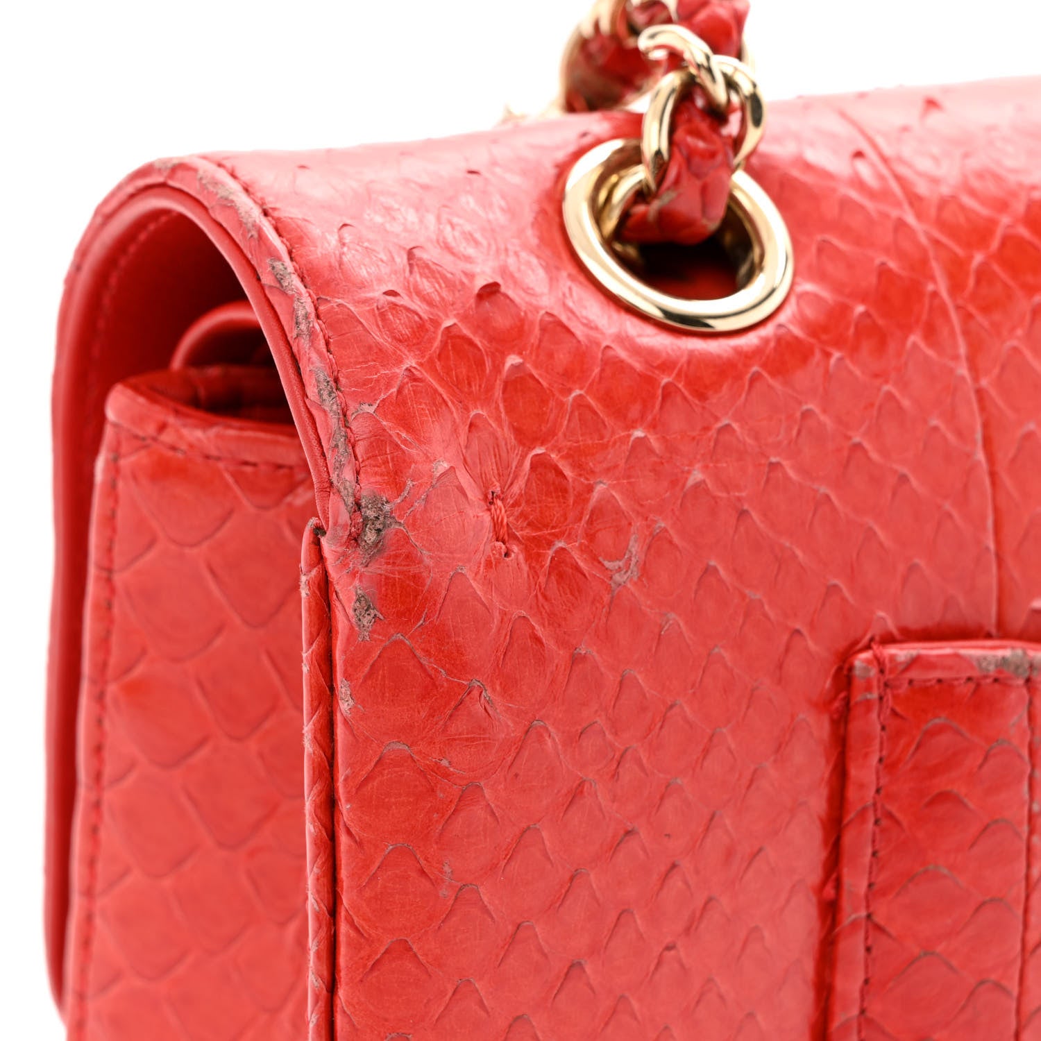 Chanel Snakeskin Medium Double Flap Red 11 of 17