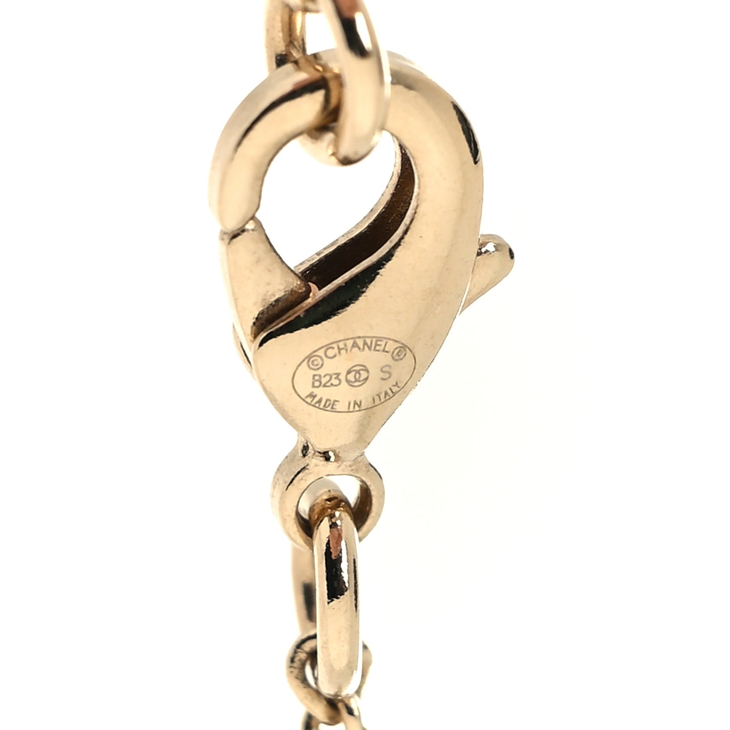 Crystal Pearl Lock CC Necklace Gold