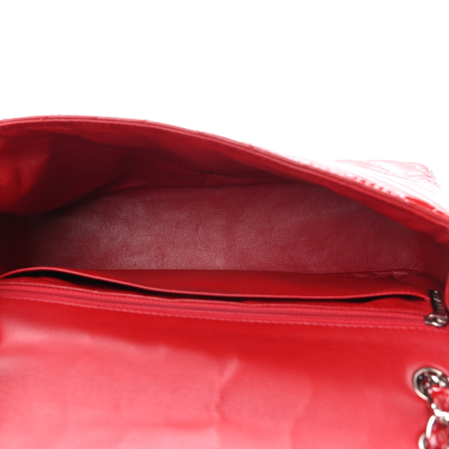 Chanel Patent Chevron Quilted Jumbo Single Flap Red 5 of 12