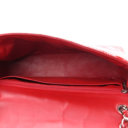 Chanel Patent Chevron Quilted Jumbo Single Flap Red 5 of 12