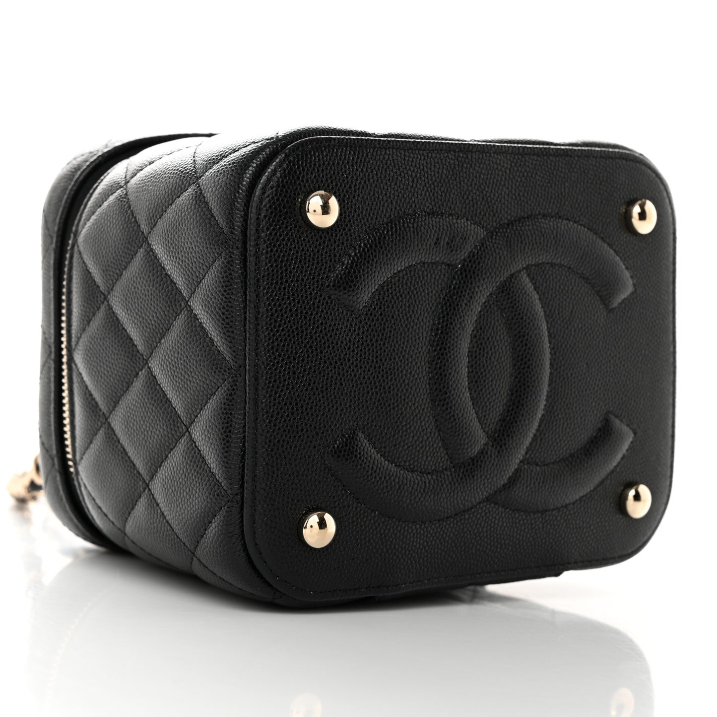 Caviar Quilted Small CC Vanity Case Black