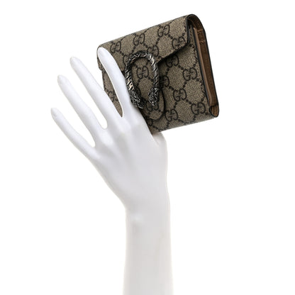 Gucci GG Supreme Monogram Dionysus Card Case Wallet Beige Taupe 2 of 7