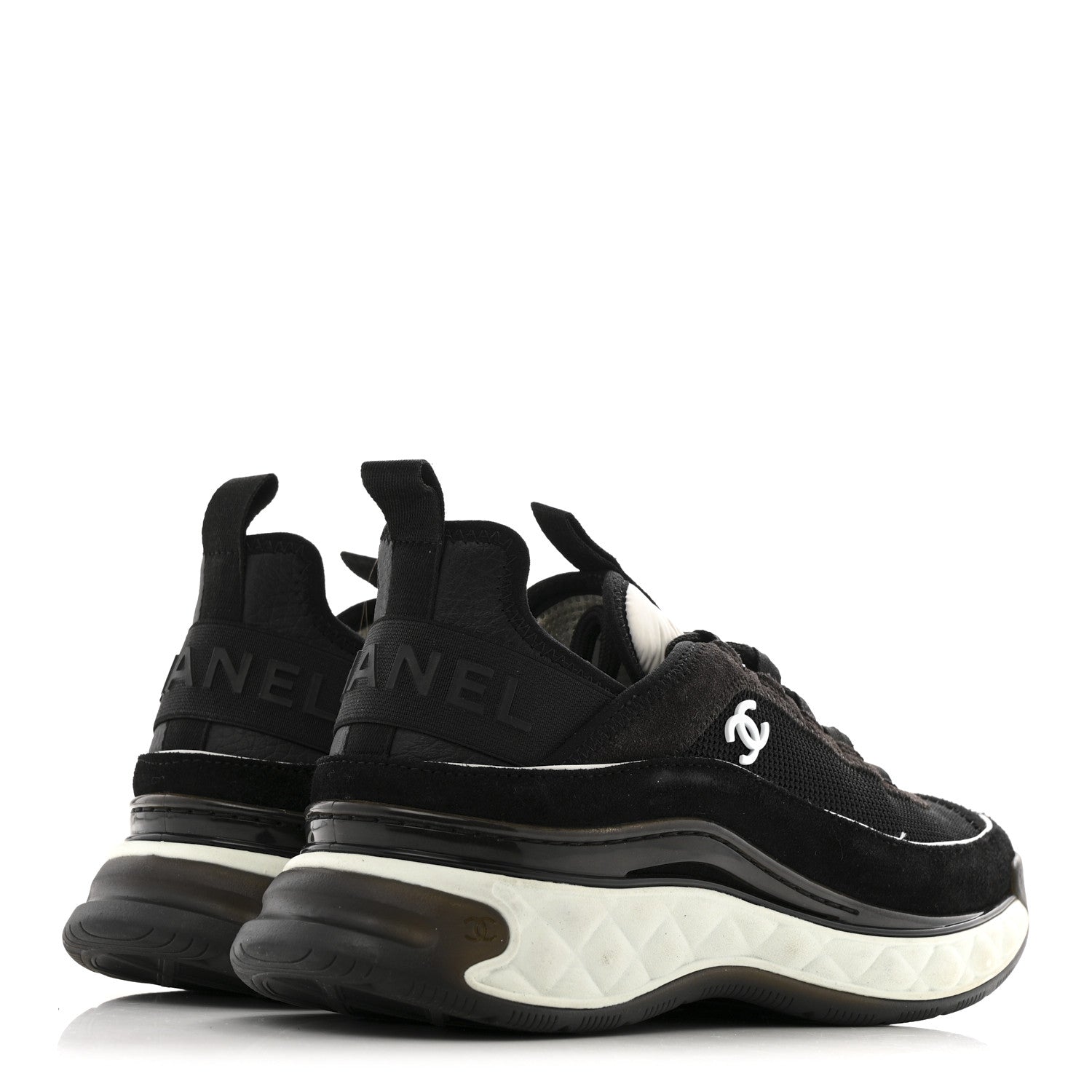 Chanel Fabric Suede CC Sneakers 40 Black Dark Grey 5 of 12