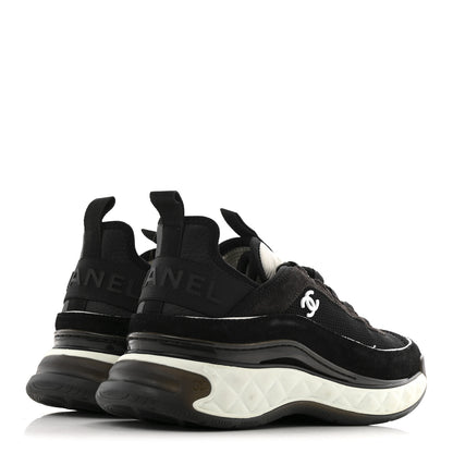 Chanel Fabric Suede CC Sneakers 40 Black Dark Grey 5 of 12