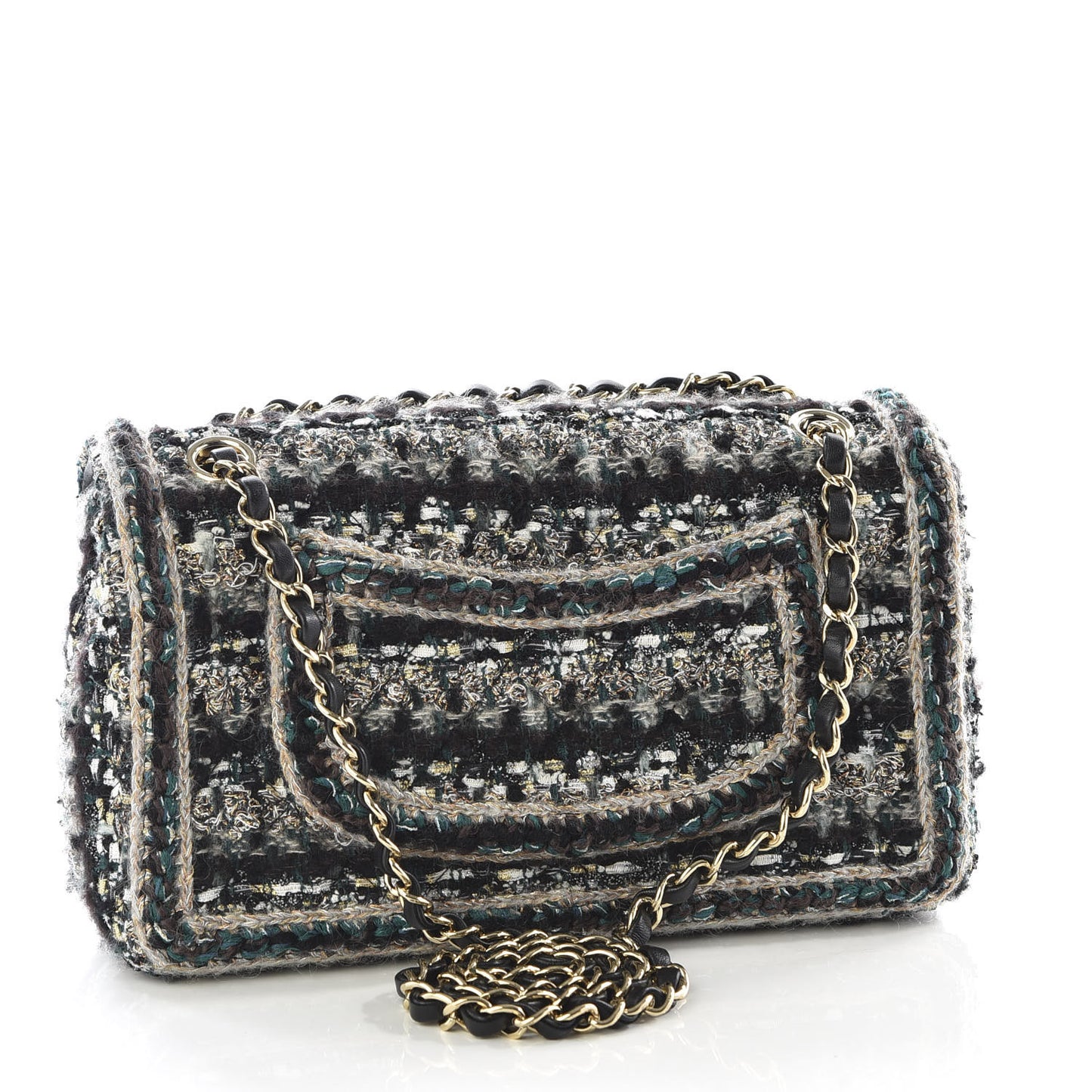 Tweed Medium Single Flap Green