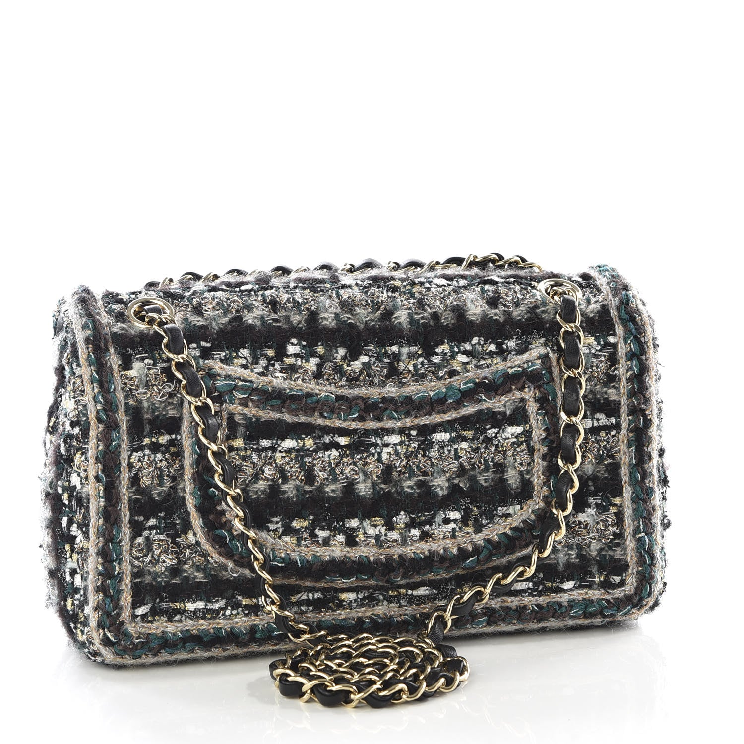 Chanel Tweed Medium Single Flap Green 2 of 11