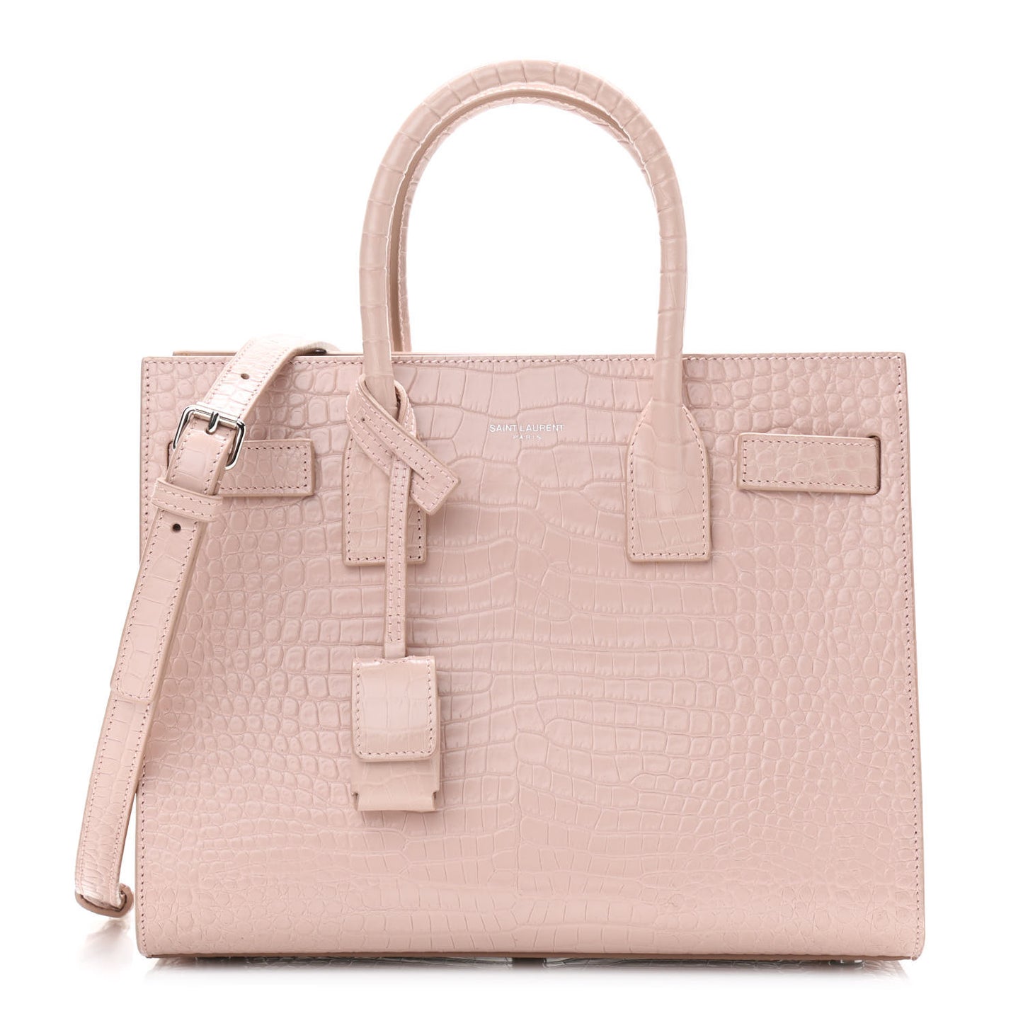 Calfskin Crocodile Embossed Baby Sac De Jour Rose Antic