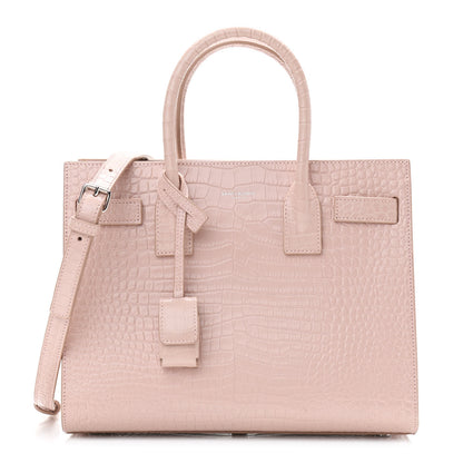 Saint Laurent Calfskin Crocodile Embossed Baby Sac De Jour Rose Antic 1 of 10