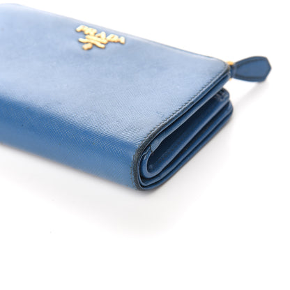 Prada Saffiano Metal Compact Wallet Cobalto 9 of 12