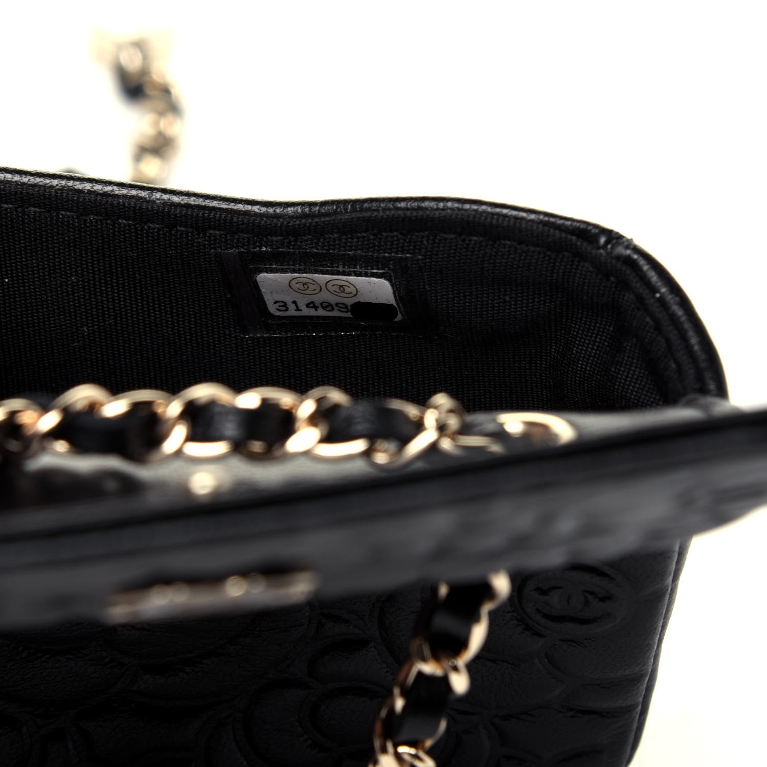 Chanel Lambskin Camellia Embossed Chain Belt Bag Black 8 of 11